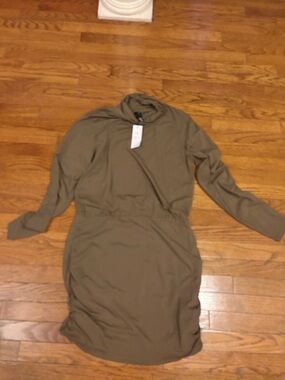 Olive Long-Sleeve Turtleneck Women’s Dress